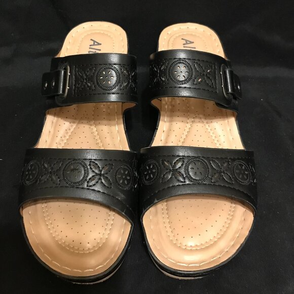 NWOT Altxic Women's Open Toe Strap Slide Wedge Sandals - Picture 3 of 4